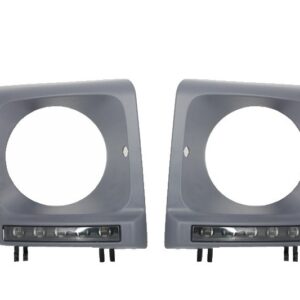 Headlights Covers with LED DRL Daytime Running Lights suitable for Mercedes G-Class W463 (1989-2012) G65 Design Black