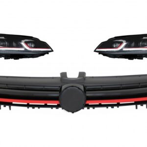 Headlights LED Sequential Dynamic Turn Light with Grille suitable for VW Golf 7 VII (2013-2017) R Look Red