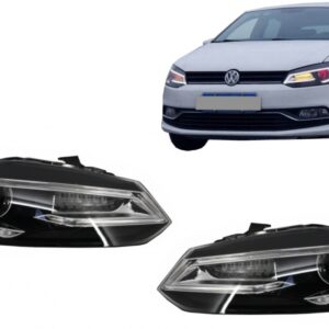 Headlights LED XENON HID suitable for VW Polo 6R 6C 61 (2011-2017) Light Bar Devil Eye Look
