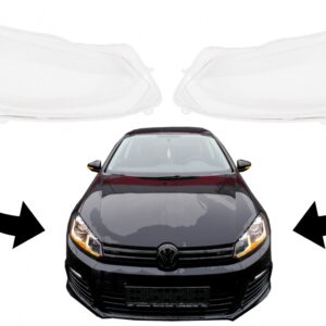 Headlights Lens Glasses suitable for VW Golf 6 VI Mk6 (2008-2014) Clear Glass Optics
