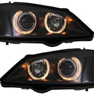 Headlights suitable for Opel Vauxhall Astra G (09.1997-02.2004) Halo Rims Lamps Black