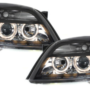 Headlights suitable for Opel Vectra C (04.2002-08.2005) 2 Halo Rims Black
