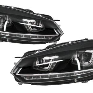 Headlights suitable for VW Golf 6 VI (2008-2013) Golf 7 3D LED DRL U-Design LED Flowing Turning Light Chrome