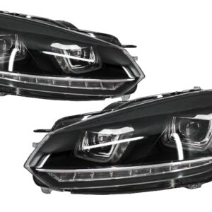 Headlights suitable for VW Golf 6 VI (2008-2013) Golf 7 3D LED DRL U-Design LED Flowing Turning Light Chrome RHD