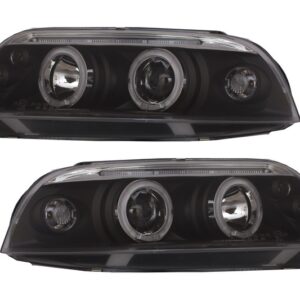 Headlights suitable for VW Passat 3BG (2000-2005) 2 Halo Rims Black
