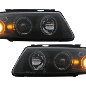 Headlights suitable for VW Passat B5 3B (11.1996-08.2000) Angel Eyes Black
