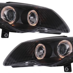 Headlights suitable for VW Passat B6 3C (03.2005-2010) 2 Halo Rims Black