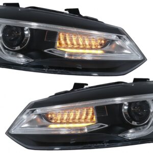 Headlights suitable for VW Polo MK5 6R 6C 61 (2011-2017) LED Light Bar Devil Eye Look RHD