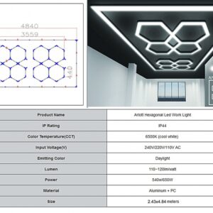 Hexagon HoneyComb Ceiling Light System 3.56 x 1.86 m