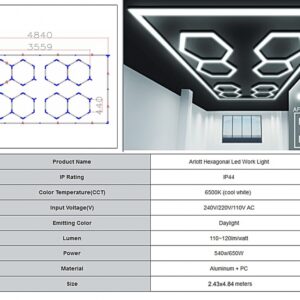 Hexagon HoneyComb Ceiling Light System 3.56 x 2.10 m