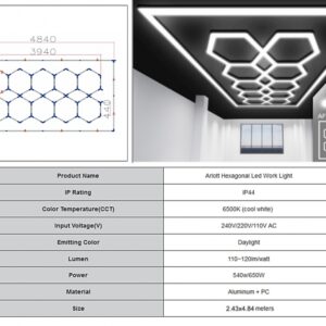 Hexagon HoneyComb Ceiling Light System 3.94 x 1.86 m