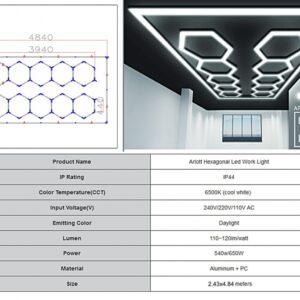 Hexagon HoneyComb Ceiling Light System 3.94 x 2.10 m