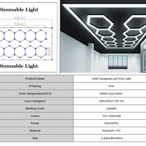 Hexagon HoneyComb Ceiling Light System 3.94 x 2.10 m Dimmable Light