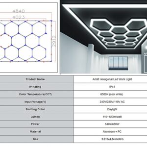 Hexagon HoneyComb Ceiling Light System 4.02 x 2.91 m