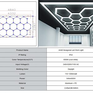 Hexagon HoneyComb Ceiling Light System 4.33 x 2.28 m
