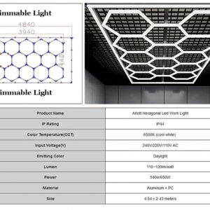 Hexagon HoneyComb Ceiling Light System  3.94 x 2.29 m Dimmable Light