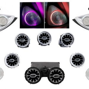 Kit AC Vent Grilles Door Middle Speaker Cover 4D Rotary Tweeters 64 colors suitable for Mercedes C-Class W205 Facelift (2018-2020)