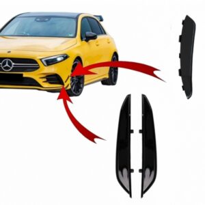 Kit Front Bumper Flaps Side Fins Flaps suitable for Mercedes A-Class W177 V177 (04.2018-2022) A35 Design Black Edition