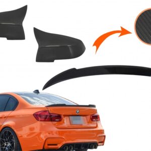 Kit Mirror Covers and Trunk Spoiler suitable for BMW 3 Series F30 (2011-2018) M4 Design Real Carbon