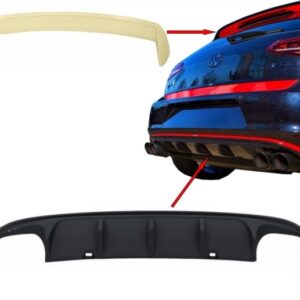 Kit Rear Bumper Air Diffuser with Roof Spoiler suitable for VW Golf 7 VII (2013-2017) ABT Look
