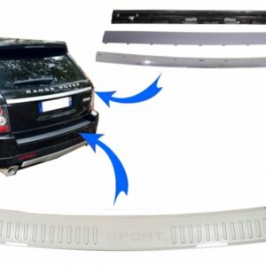 KIT Rear Bumper Protector Foot Plate and Trunk Tailgate Suitable for Range Rover Sport L320 (2005-2011) Chrome Autobiography Look