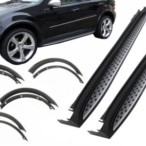 Kit Running Boards Side Steps with Fender Flares Wheel Arches suitable for Mercedes M-Class ML W164 (2005-2011)