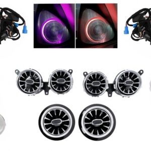 Kit Speaker Cover AC Vent Grilles Front Door LED 3D Rotary Tweeters 64 colors suitable for Mercedes E-Class W213 S213 (2016-2019)