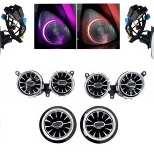 Kit Speaker Cover AC Vent Grilles Front Door LED Rotary Tweeters 64 colors suitable for Mercedes E-Class W213 S213 (2016-2019)