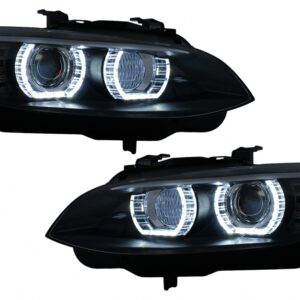 LED Angel Eyes Headlights suitable for BMW 3 Series E92 E93 (2006-2010) with Xenon Black