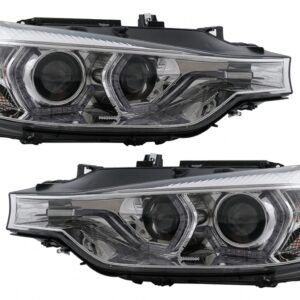 LED DRL Angel Eyes Headlights suitable for BMW 3 Series F30 F31 LCI Sedan Touring (2015-2019) Chrome