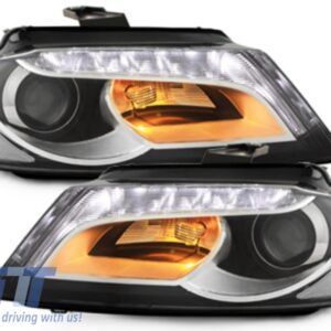 LED DRL Headlights suitable for Audi A3 8P 8P1 8PA (2009-2013) Facelift Design Daytime Running Light Black