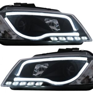 LED DRL Headlights suitable for Audi A3 8P Facelift Hatchback Sportback (2008-2012) Black