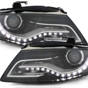 LED DRL Headlights suitable for Audi A4 B8 8K (04.2008-2011) with Daytime Running Lights Black