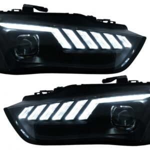 LED DRL Headlights suitable for Audi A4 B8.5 Facelift (2012-2015) Dynamic Sequential Turning Light Black