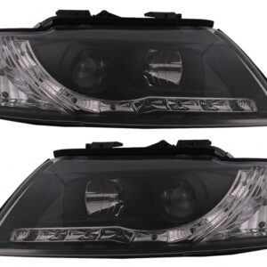 LED DRL Headlights suitable for Audi A4 Cabriolet B6 8H7 8HE (2002-2006) Black