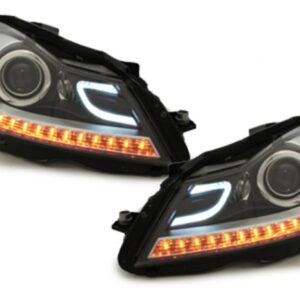LED DRL Headlights suitable for Mercedes C-Class W204 S204 C204 Facelift (2011-2014) Black