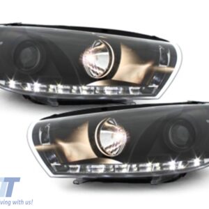 LED DRL Headlights suitable for VW Scirocco (2008-04.2014) Black