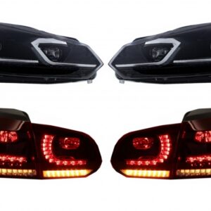 LED Headlights and Taillights suitable for VW Golf 6 VI (2008-2013) With Facelift G7.5 Look Silver Flowing Dynamic Sequential Turning Lights LHD