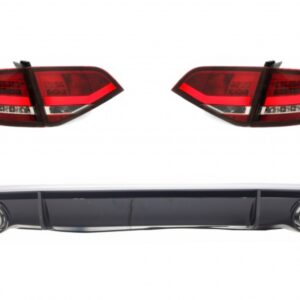 LED Taillights with Rear Diffuser and Exhaust Tips suitable for Audi A4 B8 8K Limousine (2007-2010) Red Clear RS4 Design