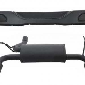 Metal Rear Bumper with Complete Exhaust System Axle-Back suitable for Jeep Wrangler Rubicon JK (2007-2017) Double Exhaust Evacuation