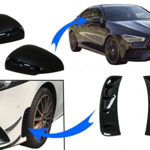 Mirror Cover with Side Vents Front Bumper suitable for Mercedes A-Class W177 (05.2018-2022) V177 (09.2018-2022) Night Package Look