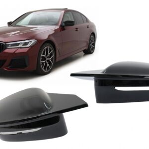 Mirror Covers suitable for BMW 5 Series G30 G31 G38 (2017-2019) 6 Series G32 (2017-2019) 7 Series G11 G12 (2015-2019) 8 Series G14 G15 G16 (2017-2019) M Sport Design Glossy Black LHD