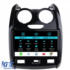 Navigation for Dacia Duster, 2010-2020, QuadCore, 9 Inch, 4Gb Ram, 64Gb Storage, Carplay