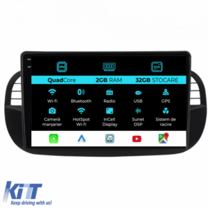 Navigation for Fiat 500, (2007-2015), 9 Inch, 2Gb Ram, 32Gb Storage, Carplay