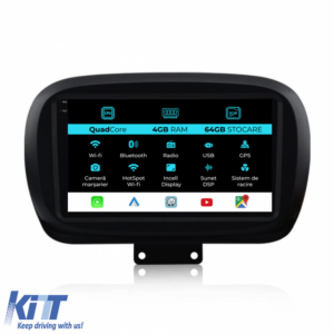Navigation for Fiat 500x, 2014-2020, QuadCore, 9 Inch, 4Gb Ram, 64Gb Storage, Carplay