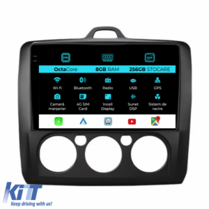 Navigation for Ford Focus, 2004-2012, 9Inch, 8Gb RAM, 256Gb Storage, Carplay, Manual Air Conditioning