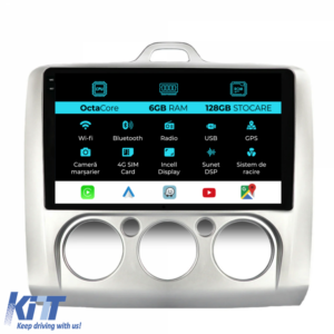 Navigation for Ford Focus, (2004-2012), 9Inch, 6Gb Ram, 128Gb Storage, Carplay, Manual Climate Control