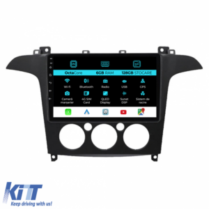 Navigation for Ford S-Max, (2006 - 2015) 9Inch, 6Gb Ram, 128Gb Storage, Carplay, Manual Climate Control