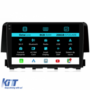 Navigation for Honda Civic, (2015-2021), 9 Inch, 8Gb Ram, 256Gb Storage, Carplay