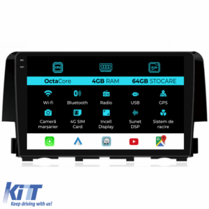 Navigation for Honda Civic, 2015-2021, 9Inch, 4Gb Ram, 64Gb Storage, Carplay